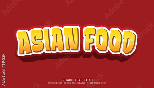 asian food text effect template editable design for business logo and brand