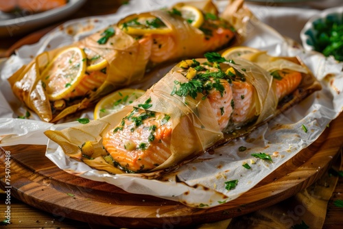 Salmon en Papillote: Delicately Cooked with Lemon and Herbs