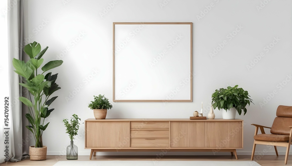 blank art canvas mockup on the laminate floor against the white wall. AI Generated blank art canvas mockup on the laminate floor against the white wall. AI Generated