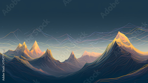 Abstract mountain peaks on dark background