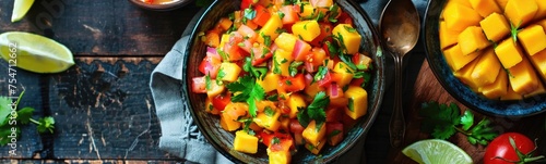 Mango chutney tropical meal background  photo