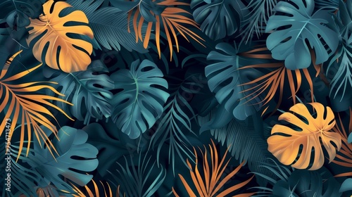 Hawaii tropical leaves design illustration  print  cover  banner  decoration  wallpaper