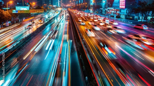 High speed urban traffic on a city highway © Media Srock