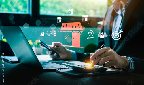 Franchise business concept, franchise network business marketing plan for branch growth and expansion. Successful franchise businesses excel in both the franchising model and marketing strategies.