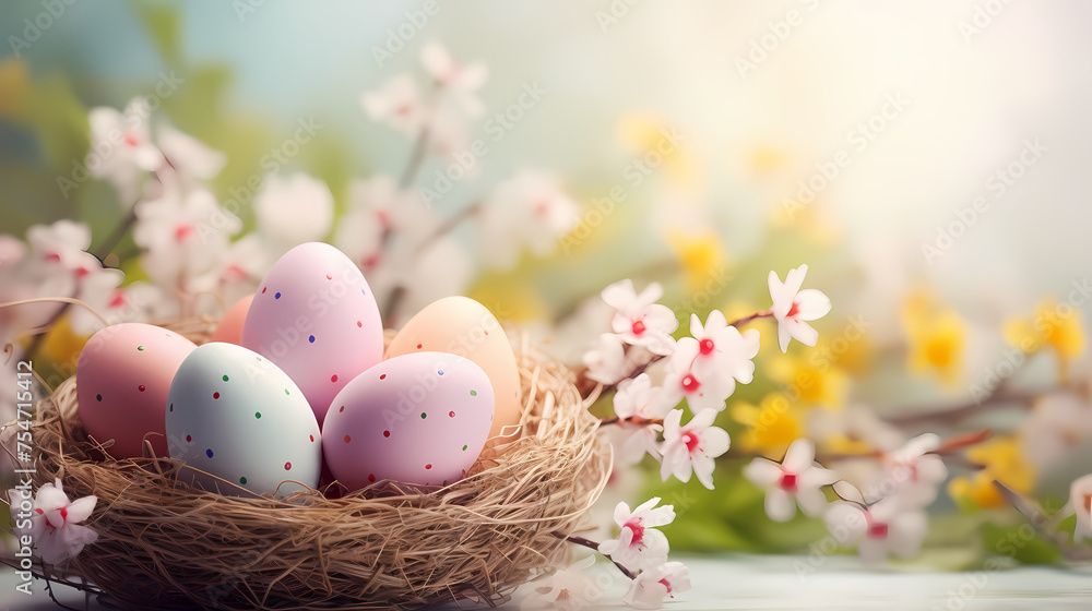 Happy easter background, easter egg scene Happy easter background, easter egg scene
