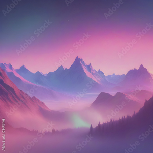 Pastel sky with aurora landscape with smooth color transition. © Pram