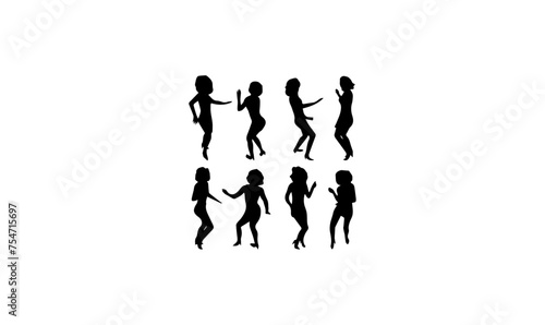 women dancing silhouette set  girl dancer silhouette  icon of dancer girls  black dancer girls icon  