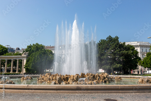 Photography Fountain in front of the Monument to the Heroes of the Red Army in Vienna on Sch