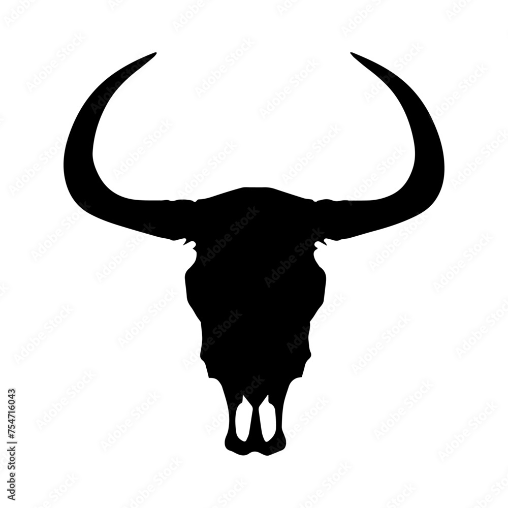 Fototapeta premium Bull skull vector silhouette
