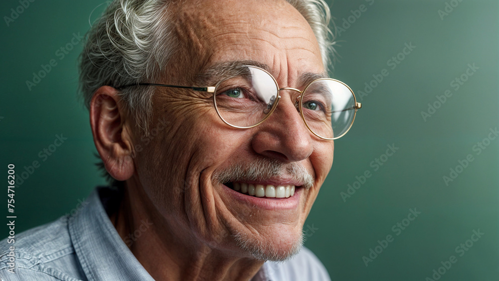 Obraz premium Elderly person smiling, old aged man portrait