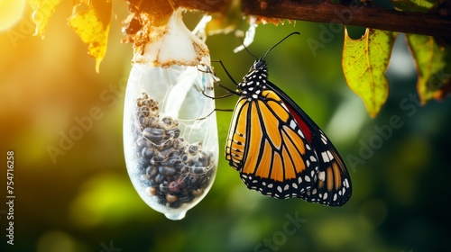 Fully developed butterflies lay eggs and undergo cocoon formation, completing their life cycle through metamorphosis, a fascinating process of transformation.
 photo