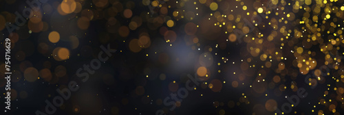 gold and blue bokeh glitter lights abstract Background particle defocused.Sparkling on dark background..Background bokeh blur circle variety blue gold. Dreamy soft focus wallpaper backdrop