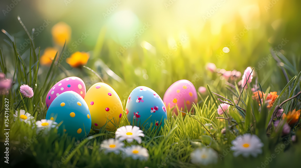 Happy easter background, easter egg scene Happy easter background, easter egg scene