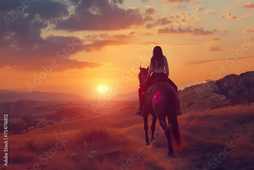 Sunset Serenity: A Lone Riders Quest Through the Golden Plains
