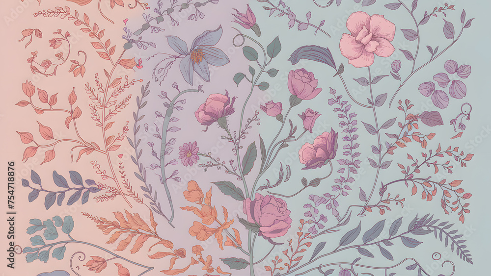 Vintage Floral and Butterfly Seamless Pattern