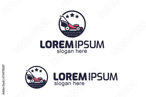 lawnmower logo or icon, lawn moving and lawn care service logo , cutting grass company logo vector
