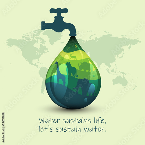 World Water Day Concept Vector Background Design Template Illustration