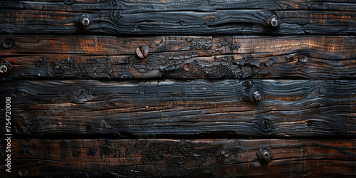 Wood plank brown texture background. Old wooden wall dark painted. Weathered wooden plank painted vintage ,old wood plank 