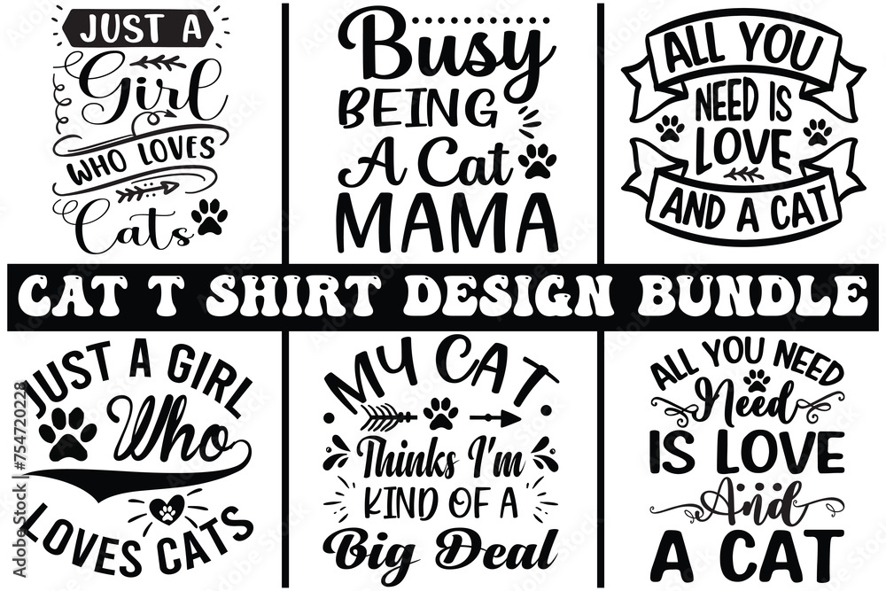 cat  t shirt design bundle