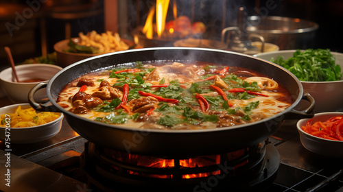 Savoring the Sizzling Delights: A Communal Feast Around the Bubbling Hot Pot