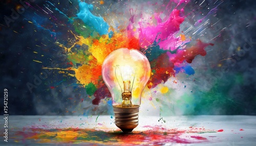 Eureka Burst: Capturing the Impactful and Inspiring Moment of Creativity with a Colourful Explosion of Paint Energy"