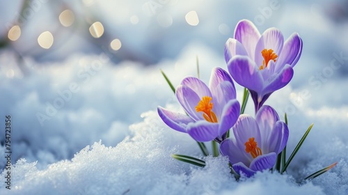 Cluster of purple flowers on snow-covered ground © Pixel Pine