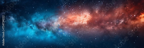 background with space sky, Clouds streak across the Milky Way, galaxy with stars on night starry sky Panorama view universe space,blue space galaxy , nebula, cosmos banner poster background 