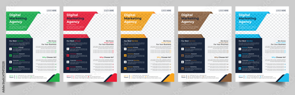 Modern Creative Corporate business, digital marketing agency flyer Brochure design, cover modern layout, annual report, poster, flyer in A4 template - obrazy, fototapety, plakaty 