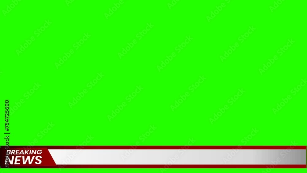 Animated breaking news lower third on green background. Suitable to place on content about news, etc.