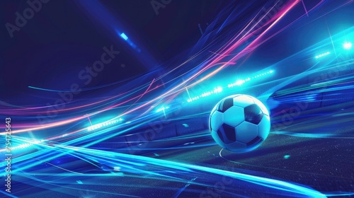 Football or soccer background with glowing line. abstract background for football ad, tournament ad, sport ad, football league add. photo
