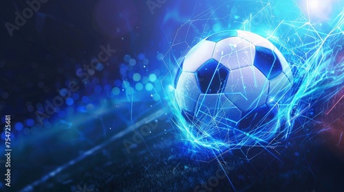 Football or soccer background with glowing line. abstract background for football ad, tournament ad, sport ad, football league add. © Divine123victory
