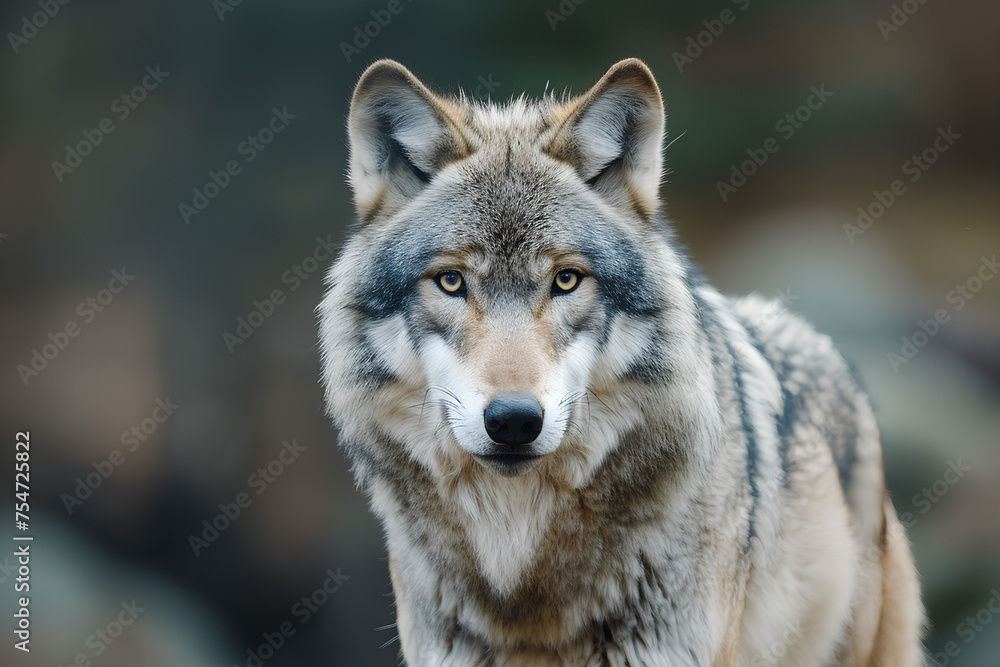 A full body shot of a Gray Wolf, animal