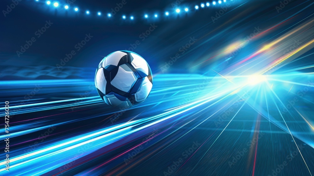 Naklejka premium Football or soccer background with glowing line. abstract background for football ad, tournament ad, sport ad, football league add.