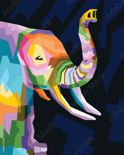 colorful elephant pop art portrait isolated decoration poster design