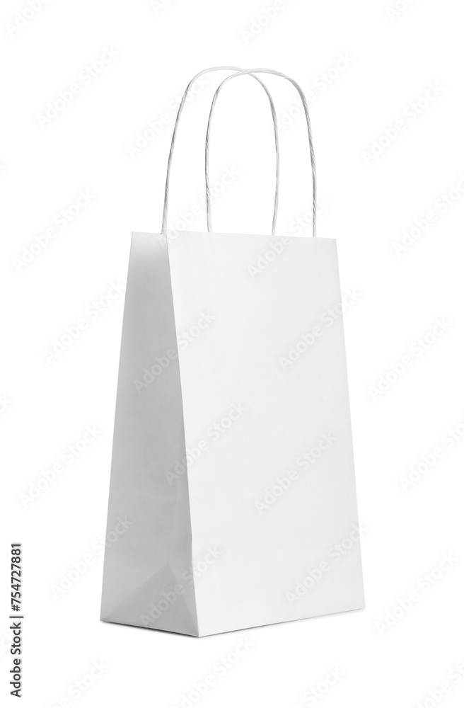 One paper bag isolated on white. Mockup for design One paper bag isolated on white. Mockup for design