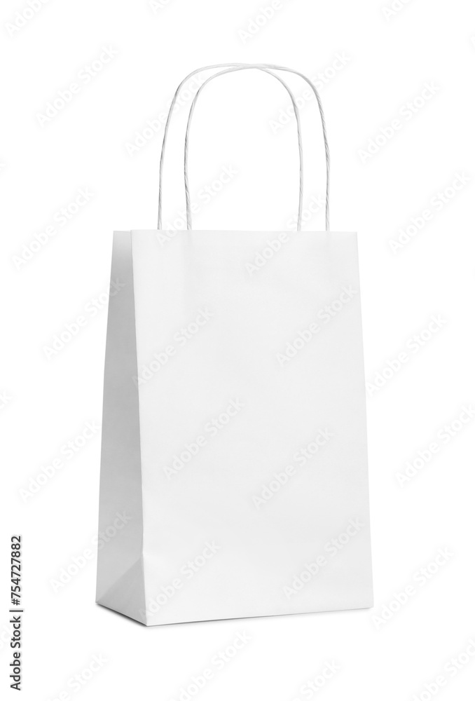 One paper bag isolated on white. Mockup for design One paper bag isolated on white. Mockup for design