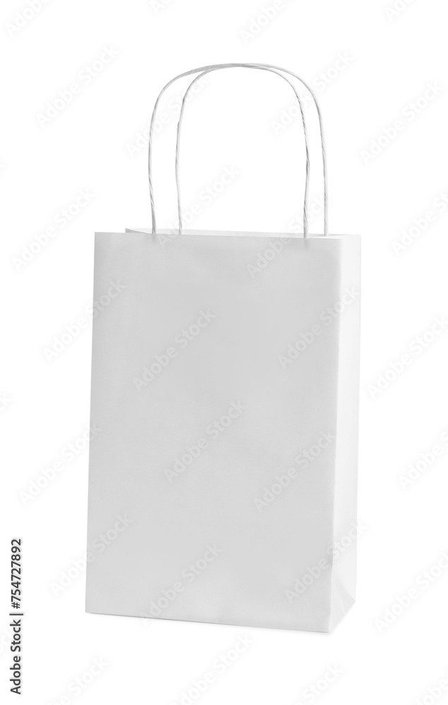 One paper bag isolated on white. Mockup for design One paper bag isolated on white. Mockup for design