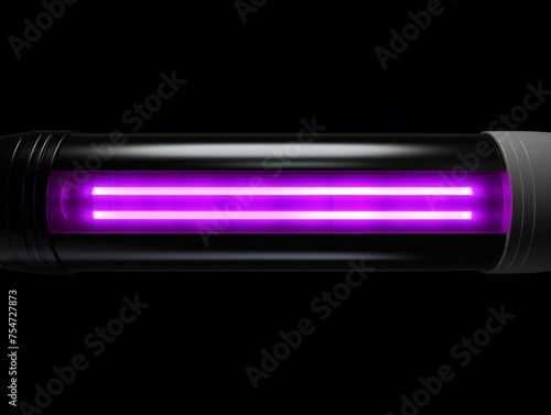 A UV disinfection lamp with a glowing purple light for sterilization photo