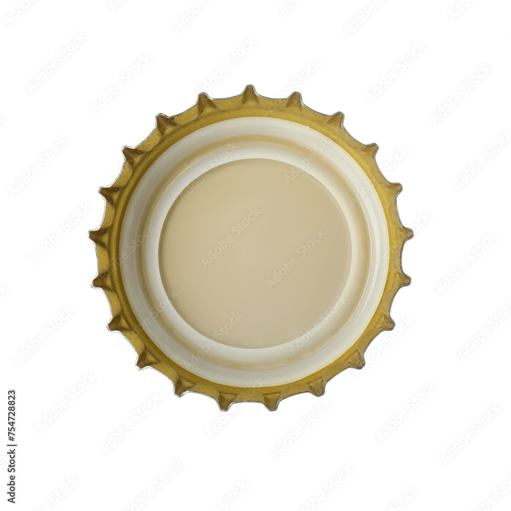 One beer bottle cap isolated on white One beer bottle cap isolated on white