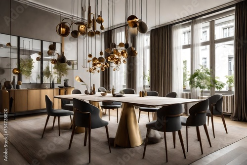 Cologne, Germany a?" August 2, 2020 The play of shadows and lights in a contemporary dining room, highlighting the elegance of the furnishings and the thoughtfully selected decor.