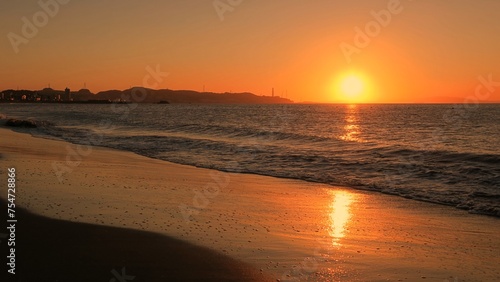 Orange sun and beautiful seascape