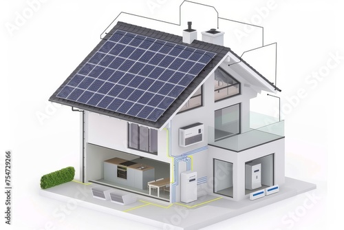 The Future of Smart Eco Technology: Integrating Solar Energy for Home Use, Wind Power Efficiency, and Digital Home Control Systems for High Tech, Energy Efficient Living Spaces. © Leo