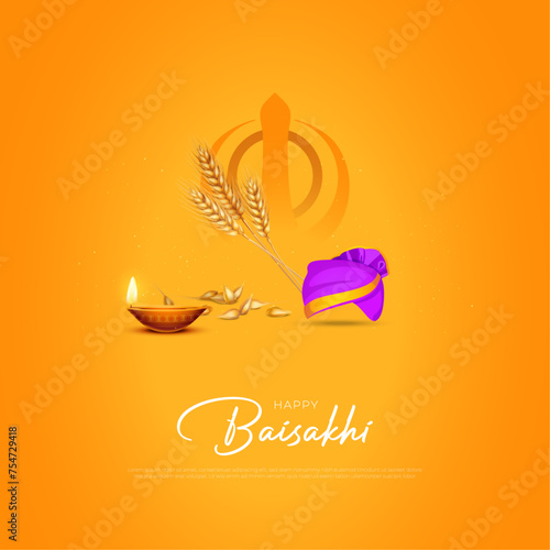 illustration of Happy Vaisakhi Punjabi spring harvest festival of Sikh celebration background