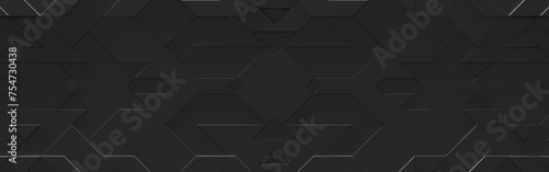 Low-Key Style Wide Geometric Background (3D Illustration)