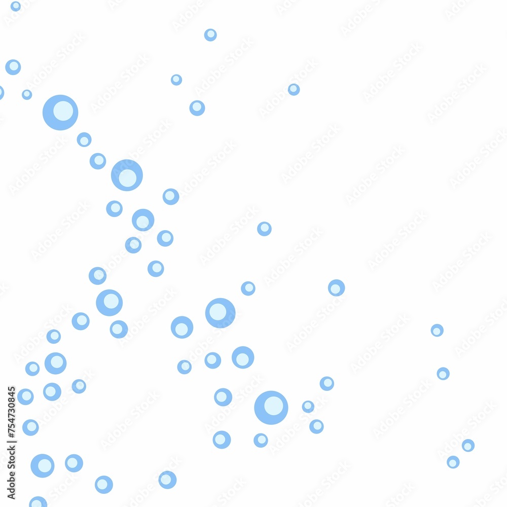Air bubbles, oxygen, champagne crystal clear, isolated on white background modern design. Vector illustration