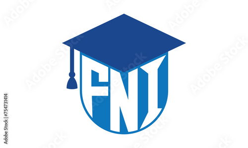 FNI initial letter academic logo design vector template. school college logo, university logo, graduation cap logo, institute logo, educational logo, library logo, teaching logo, book shop, varsity	