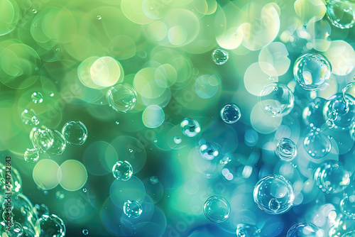 Abstract spring background featuring blue, cyan, and green bubbles with color transitions.
