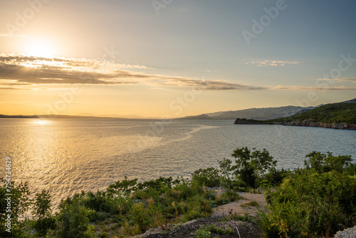 sunset and view on the croatian city 