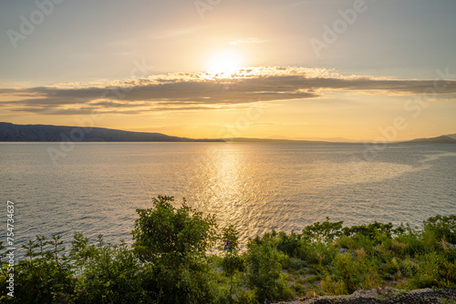 sunset and view on the croatian city 