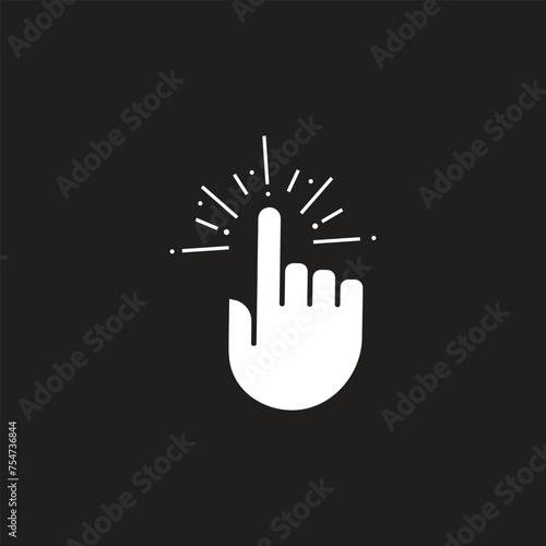 Click with hand cursor. Icon for design. Easily editable